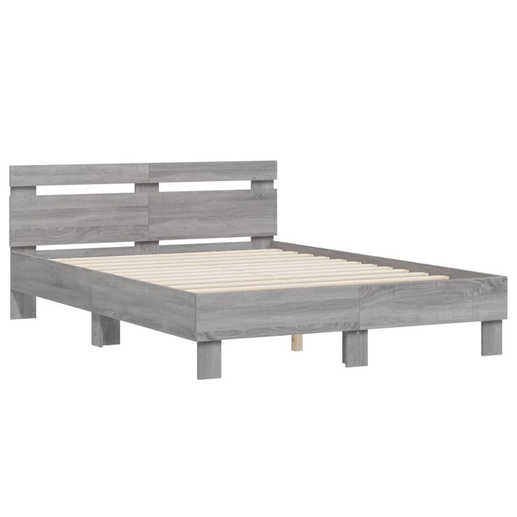 Bed Frame Without Mattress Grey Sonoma 120X190 Cm Small Double