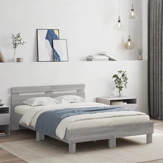 Bed Frame Without Mattress Grey Sonoma 120X190 Cm Small Double