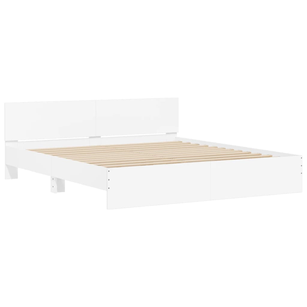 Bed Frame With Headboard White 180X200 Cm Super King Size