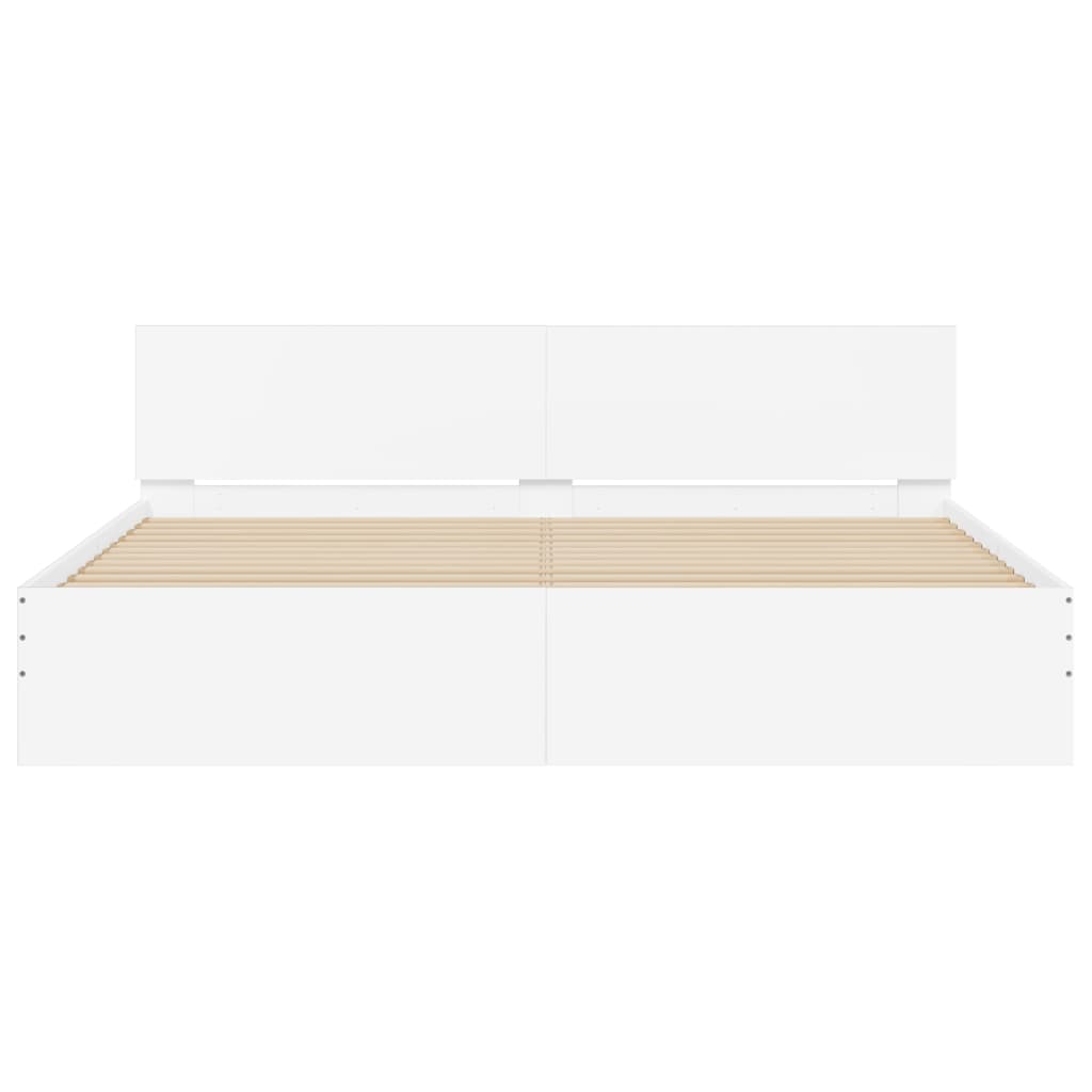 Bed Frame With Headboard White 180X200 Cm Super King Size