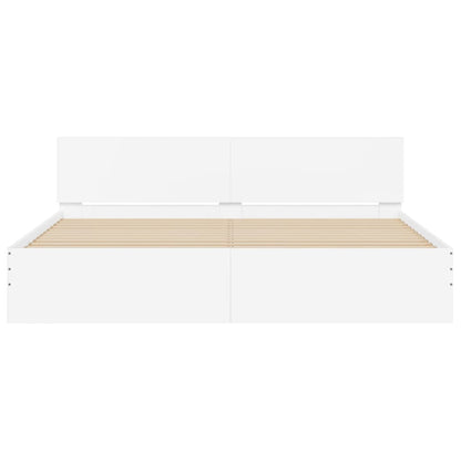 Bed Frame With Headboard White 180X200 Cm Super King Size