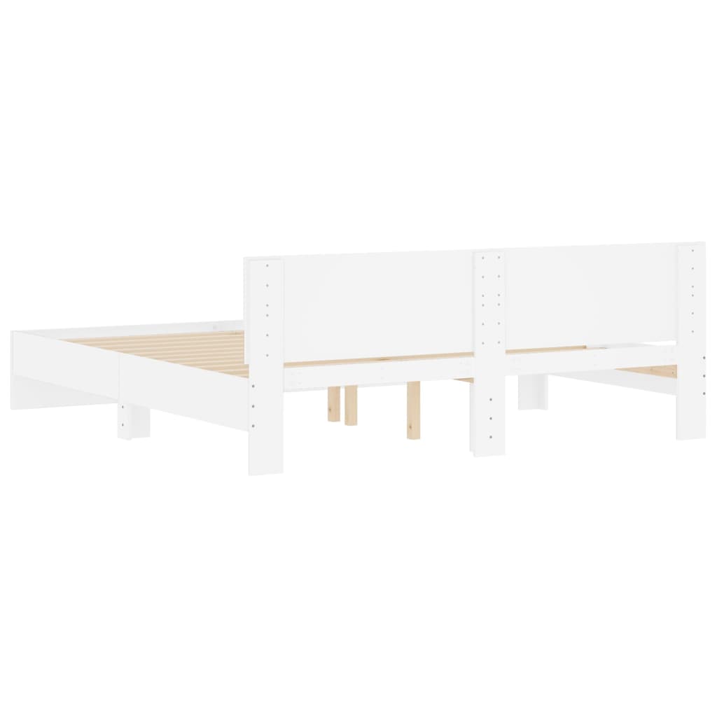 Bed Frame With Headboard White 180X200 Cm Super King Size