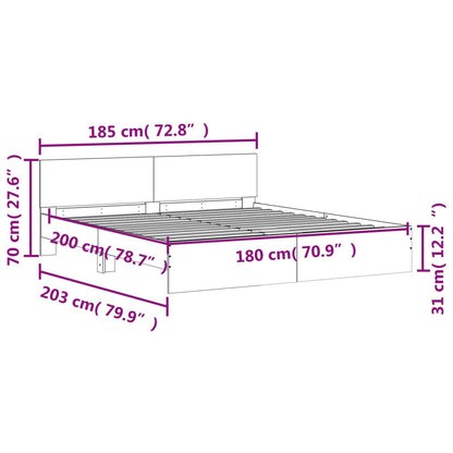 Bed Frame With Headboard White 180X200 Cm Super King Size