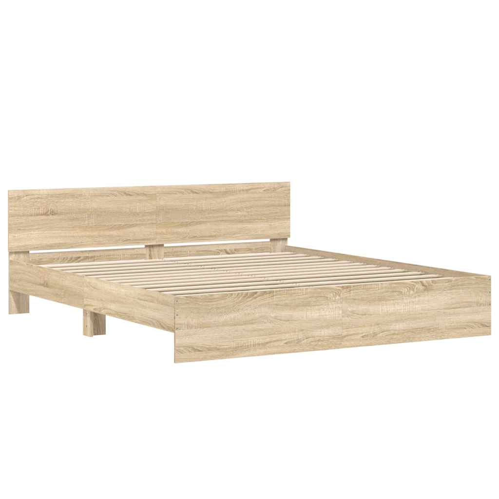 Bed Frame With Headboard Sonoma Oak 180X200 Cm Super King Size