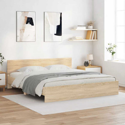 Bed Frame With Headboard Sonoma Oak 180X200 Cm Super King Size