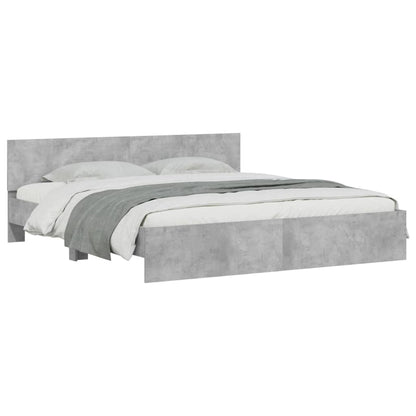 Bed Frame With Headboard Concrete Grey 180X200 Cm Super King Size