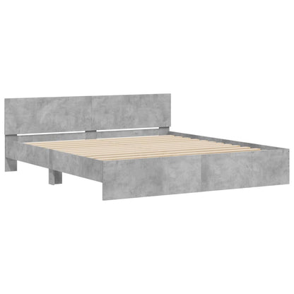 Bed Frame With Headboard Concrete Grey 180X200 Cm Super King Size