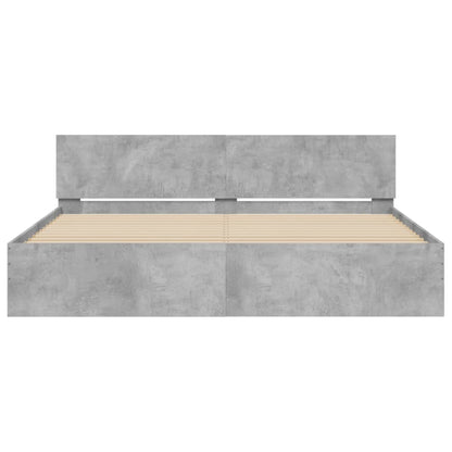 Bed Frame With Headboard Concrete Grey 180X200 Cm Super King Size