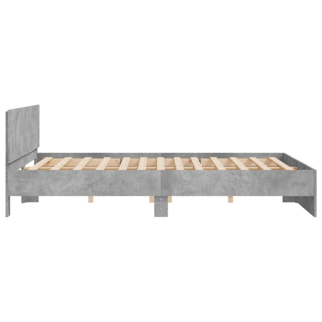 Bed Frame With Headboard Concrete Grey 180X200 Cm Super King Size