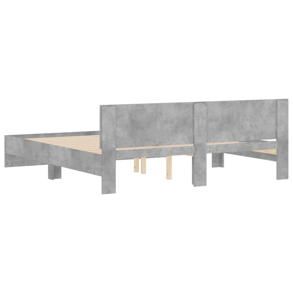 Bed Frame With Headboard Concrete Grey 180X200 Cm Super King Size