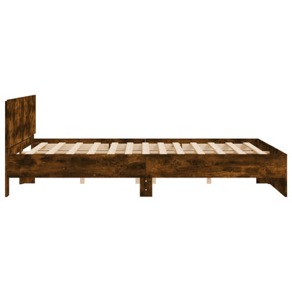 Bed Frame With Headboard Smoked Oak 180X200 Cm Super King Size