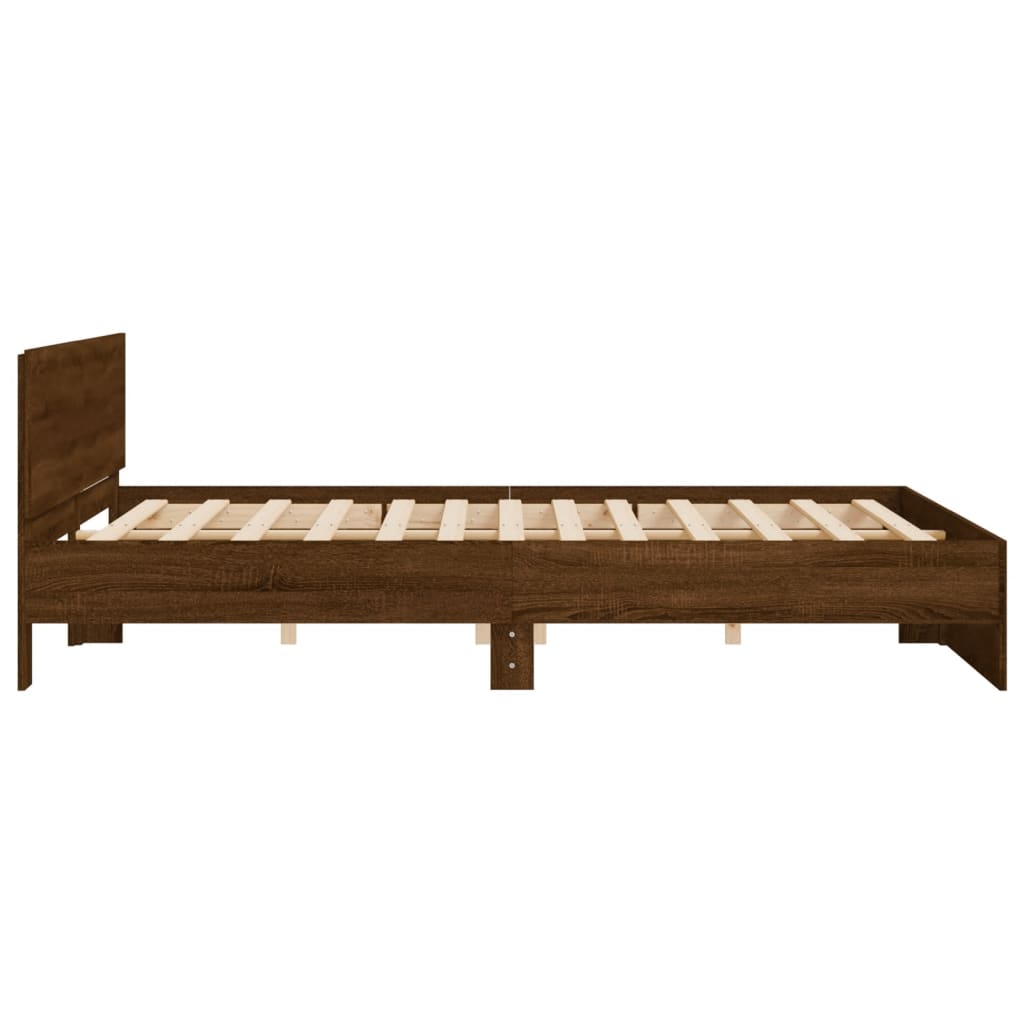 Bed Frame With Headboard Brown Oak 180X200 Cm Super King Size