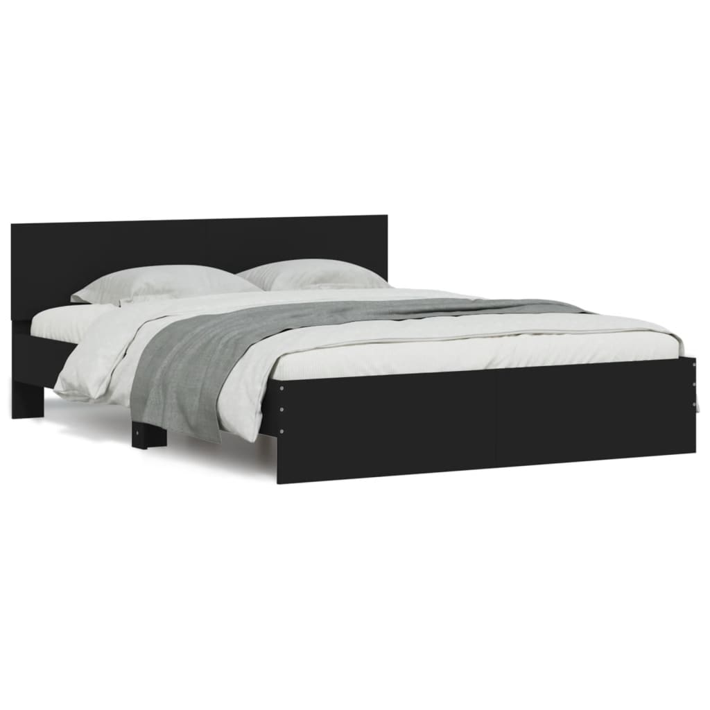 Bed Frame With Headboard Black 150X200 Cm King Size