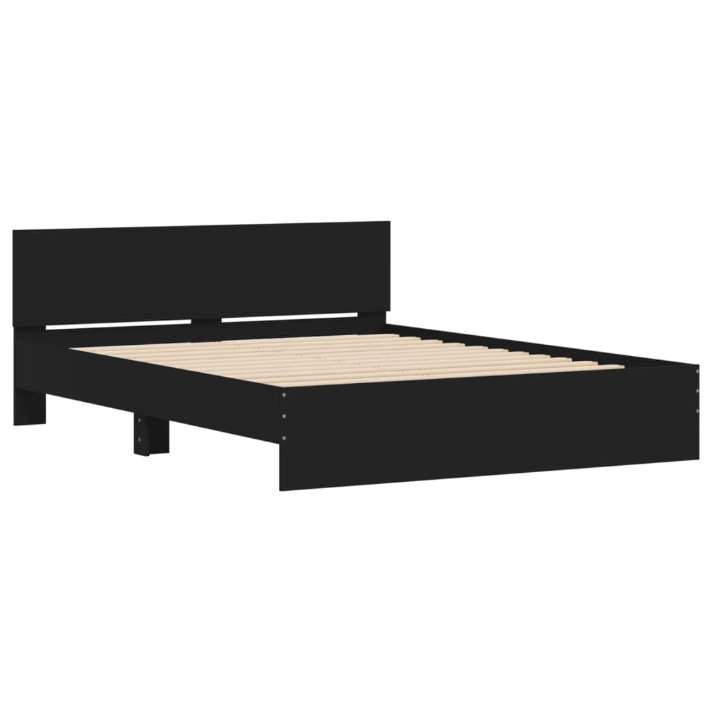 Bed Frame With Headboard Black 150X200 Cm King Size