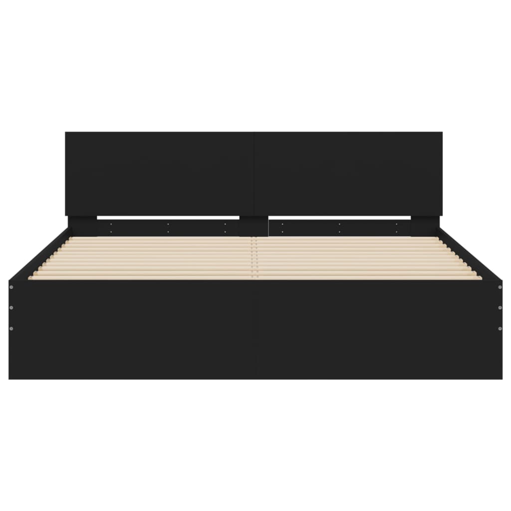 Bed Frame With Headboard Black 150X200 Cm King Size