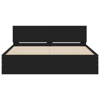 Bed Frame With Headboard Black 150X200 Cm King Size