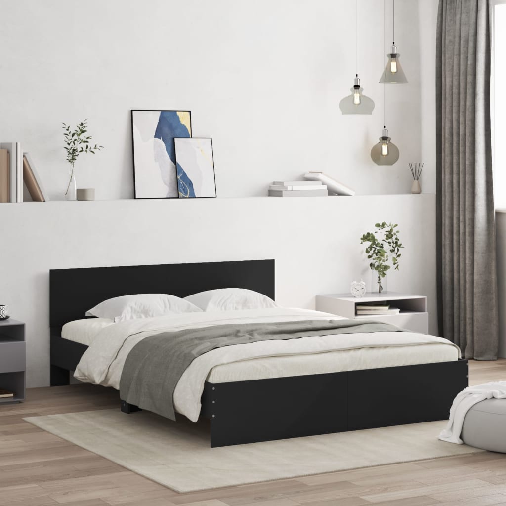 Bed Frame With Headboard Black 150X200 Cm King Size