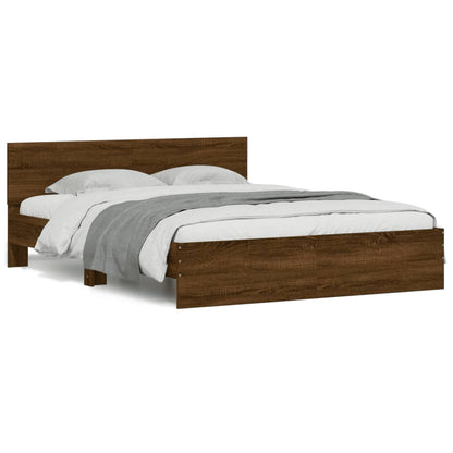 Bed Frame With Headboard Brown Oak 150X200 Cm King Size