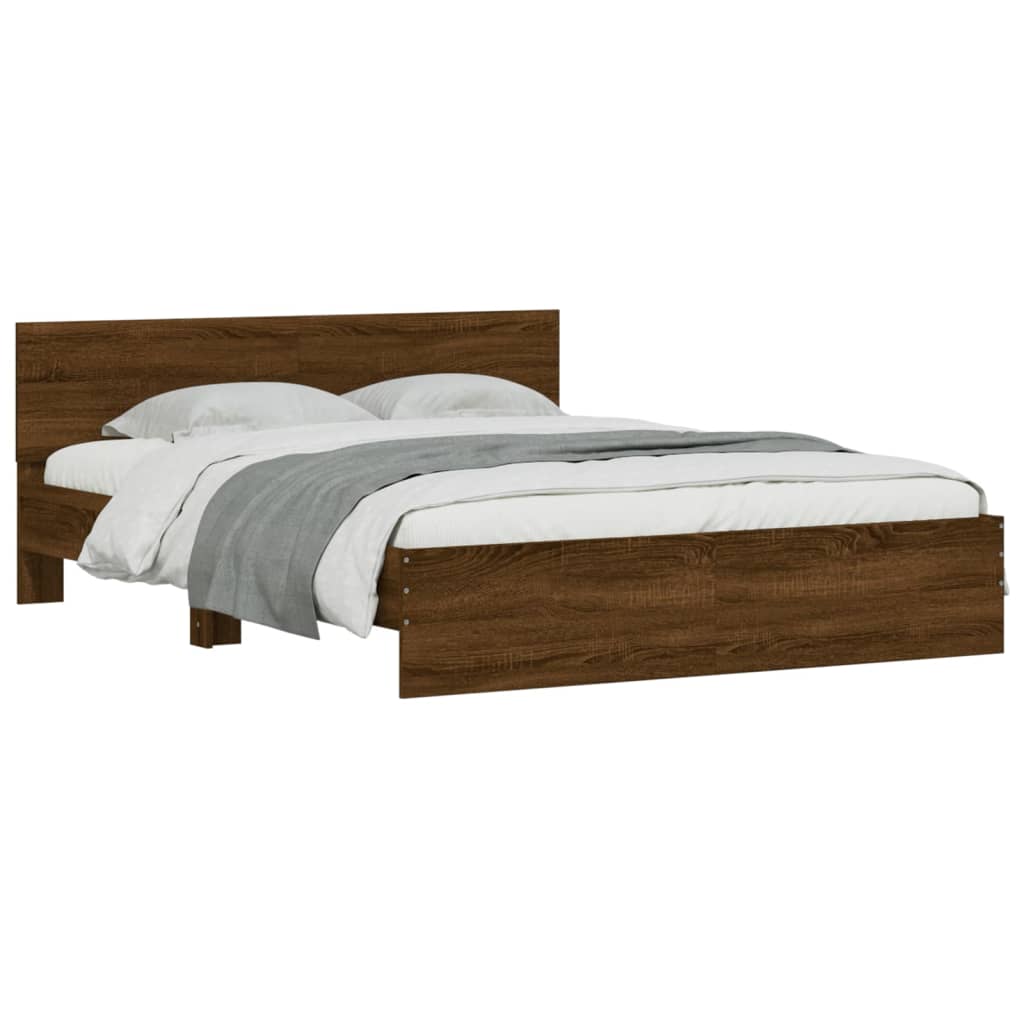 Bed Frame With Headboard Brown Oak 150X200 Cm King Size