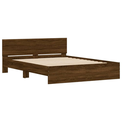 Bed Frame With Headboard Brown Oak 150X200 Cm King Size