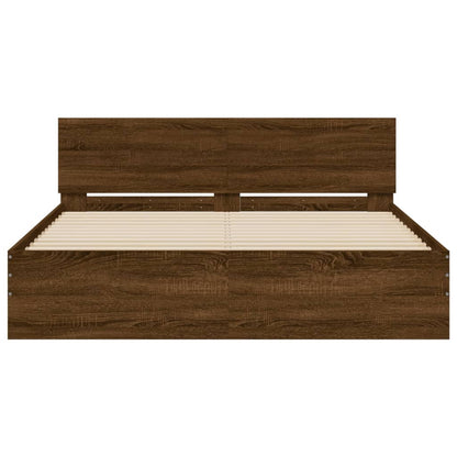 Bed Frame With Headboard Brown Oak 150X200 Cm King Size