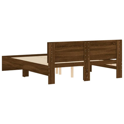 Bed Frame With Headboard Brown Oak 150X200 Cm King Size