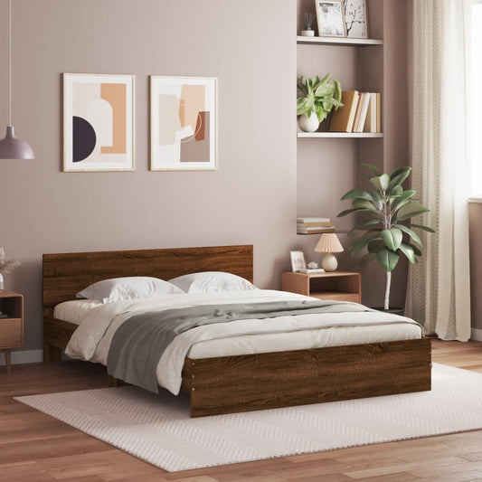 Bed Frame With Headboard Brown Oak 150X200 Cm King Size