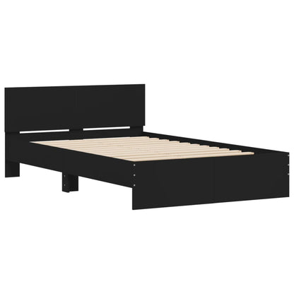 Bed Frame With Headboard Black 120X190 Cm Small Double