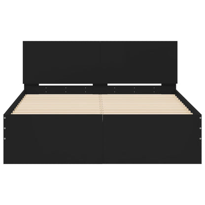 Bed Frame With Headboard Black 120X190 Cm Small Double