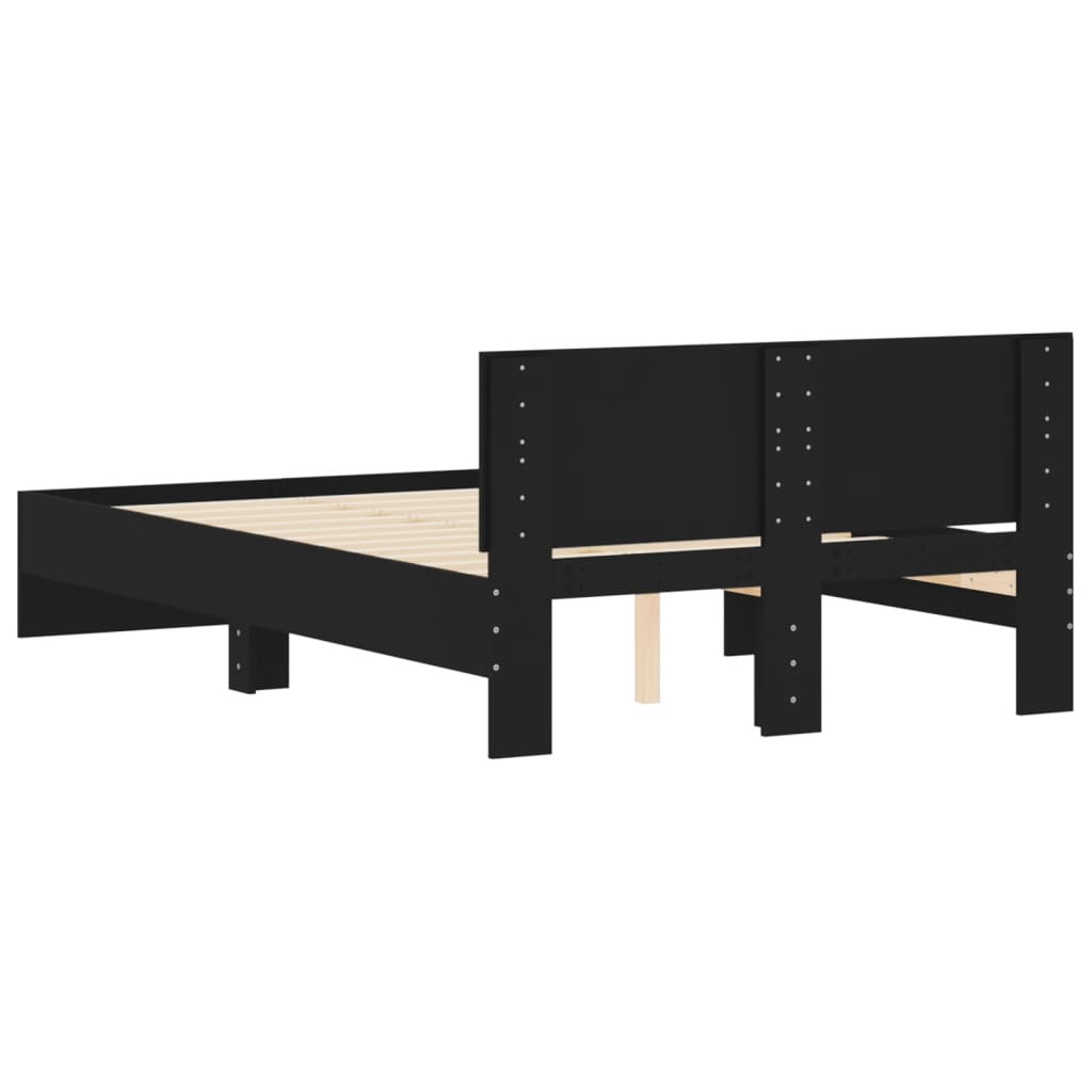 Bed Frame With Headboard Black 120X190 Cm Small Double