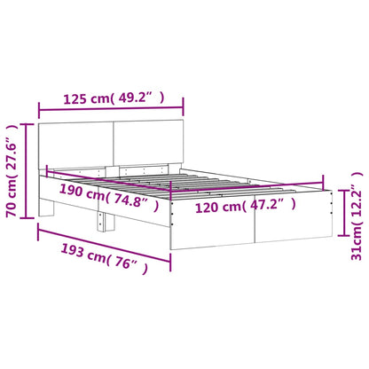 Bed Frame With Headboard Black 120X190 Cm Small Double