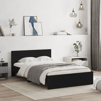 Bed Frame With Headboard Black 120X190 Cm Small Double