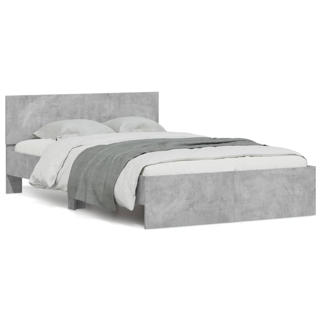 Bed Frame Without Mattress Concrete Grey 120X190 Cm Small Double