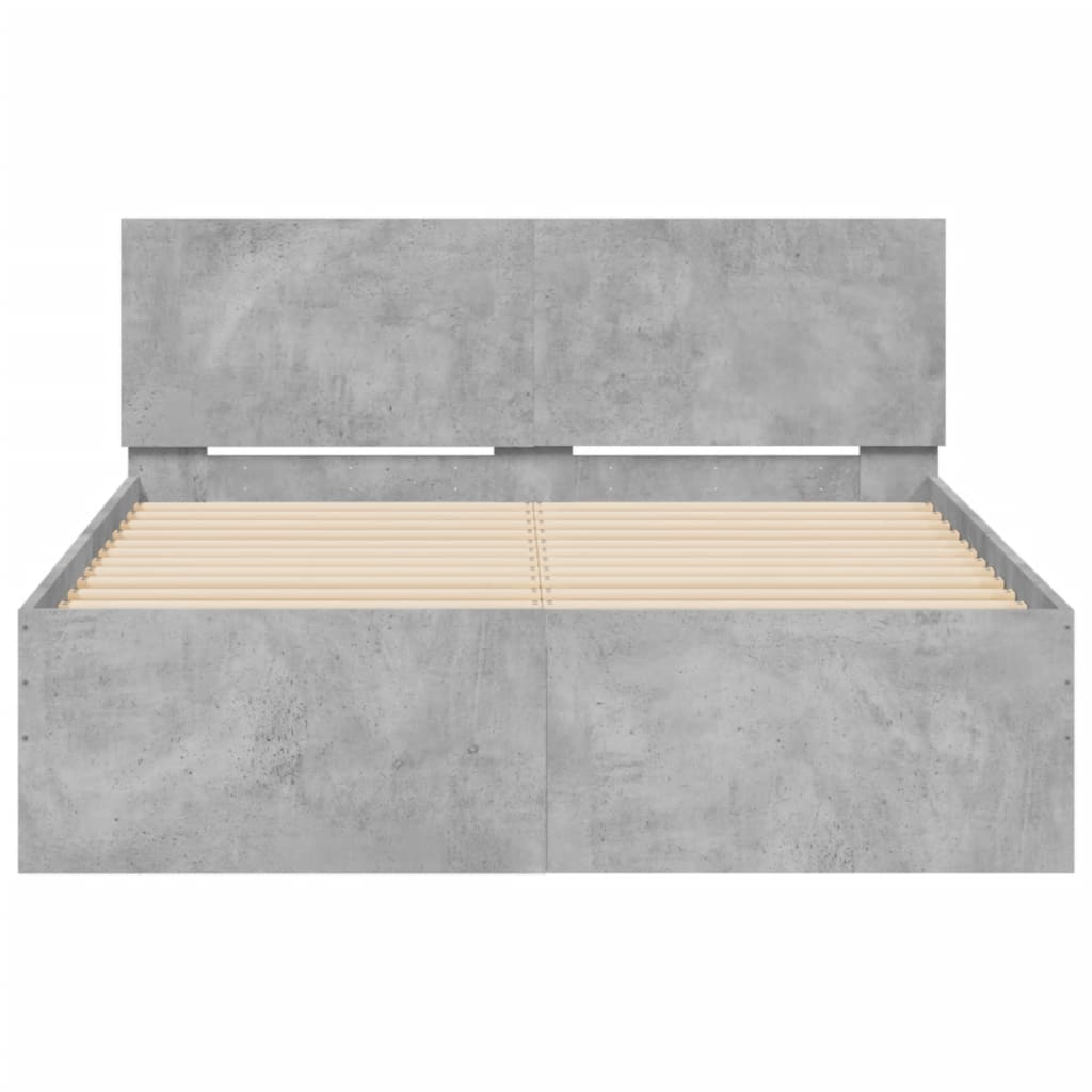 Bed Frame Without Mattress Concrete Grey 120X190 Cm Small Double