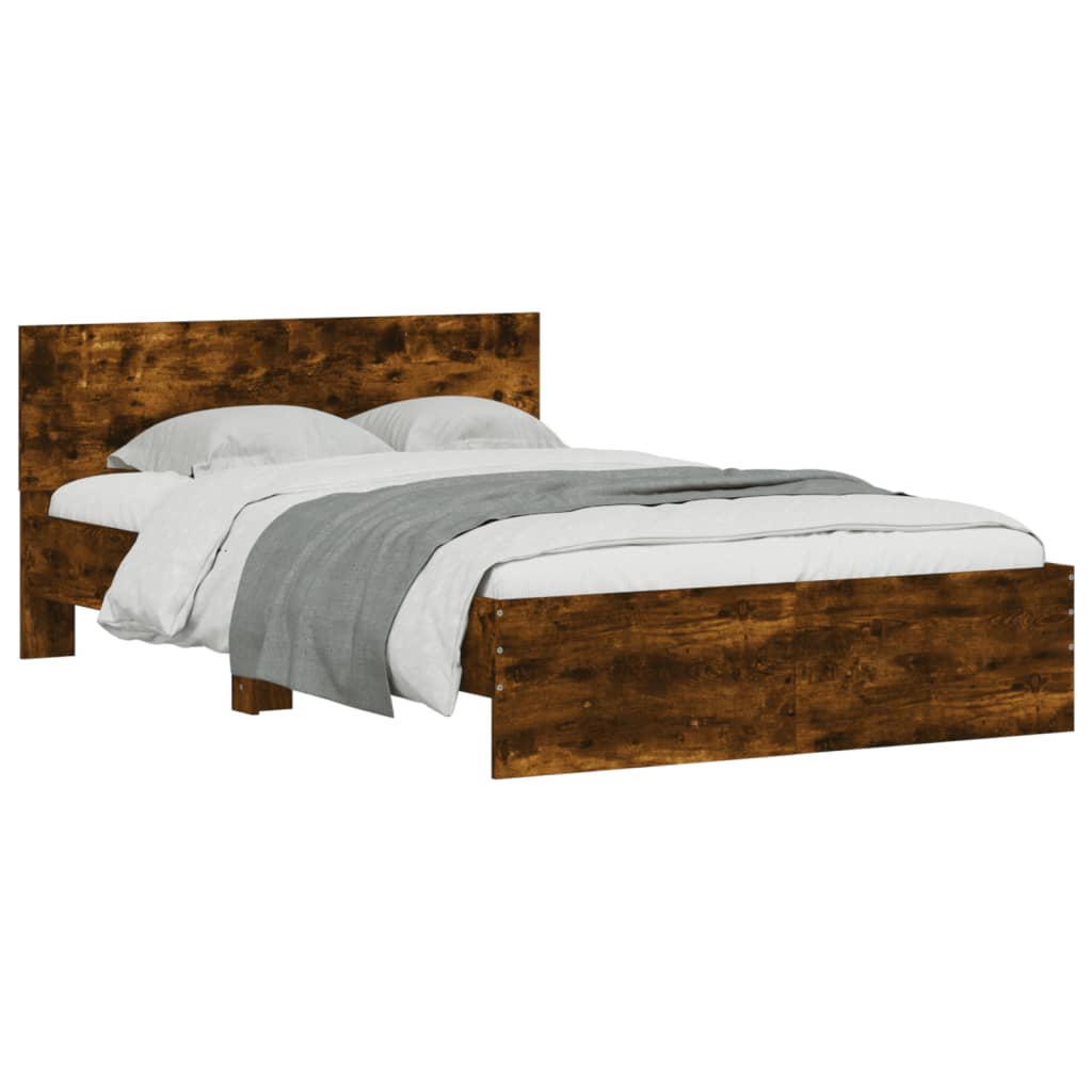 Bed Frame Without Mattress Smoked Oak 120X190 Cm Small Double