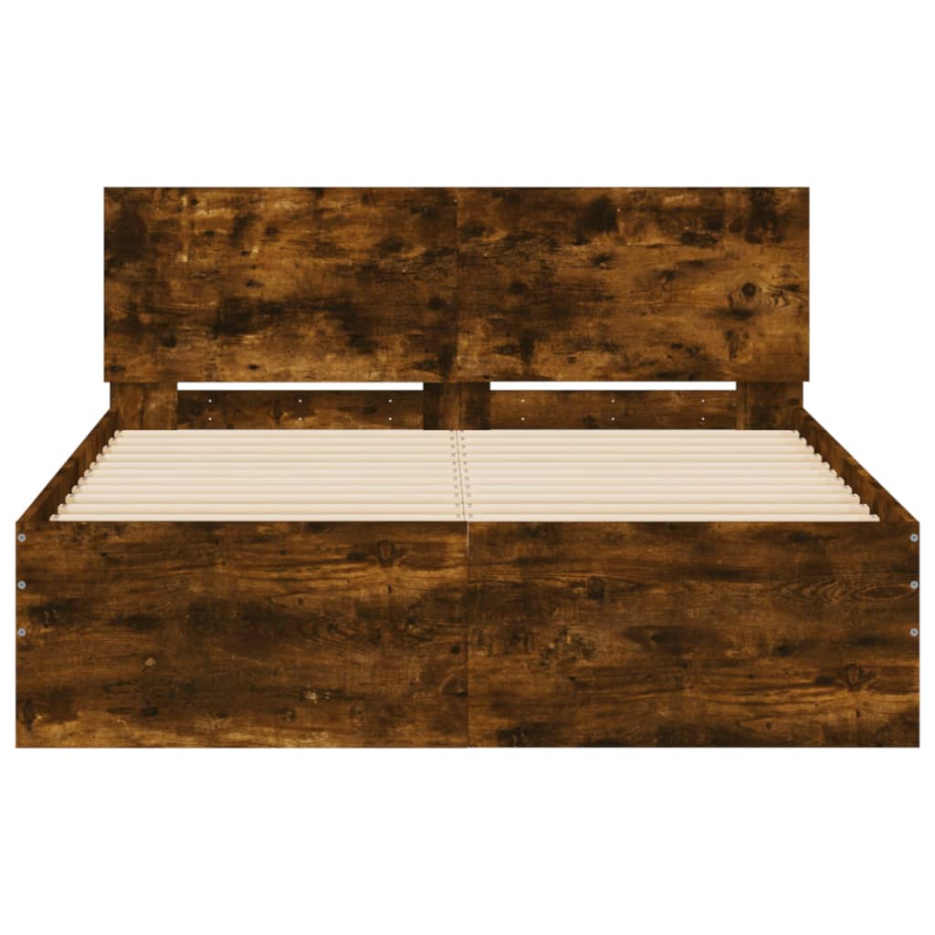 Bed Frame Without Mattress Smoked Oak 120X190 Cm Small Double