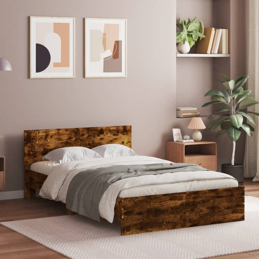 Bed Frame Without Mattress Smoked Oak 120X190 Cm Small Double