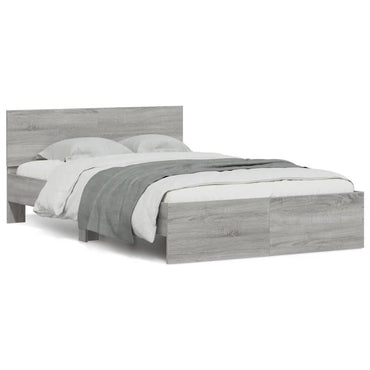 Bed Frame With Headboard Grey Sonoma 120X190 Cm Small Double