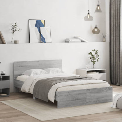 Bed Frame With Headboard Grey Sonoma 120X190 Cm Small Double