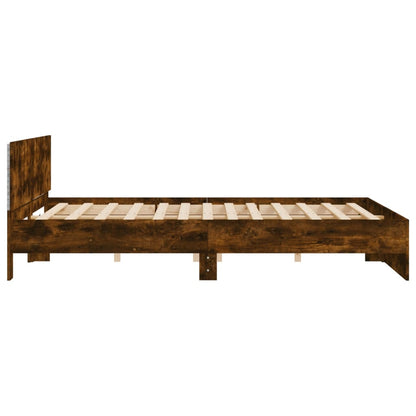 Bed Frame With Headboard And Led Smoked Oak 180X200 Cm Super King Size