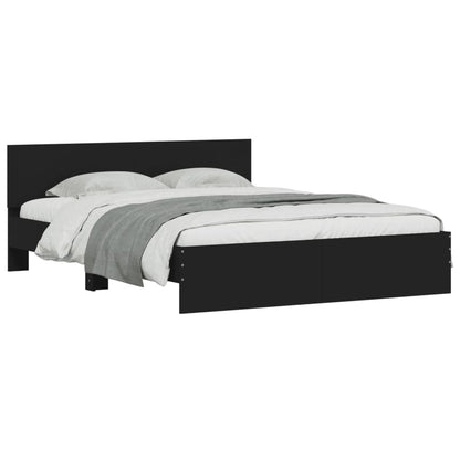 Bed Frame With Headboard And Led Black 150X200 Cm King Size