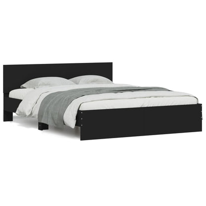 Bed Frame With Headboard And Led Black 150X200 Cm King Size