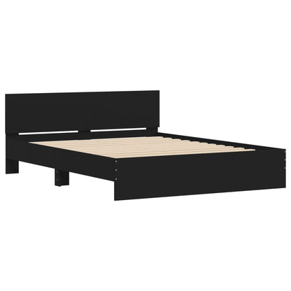 Bed Frame With Headboard And Led Black 150X200 Cm King Size