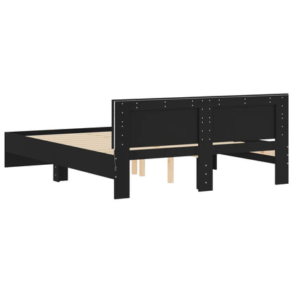 Bed Frame With Headboard And Led Black 150X200 Cm King Size