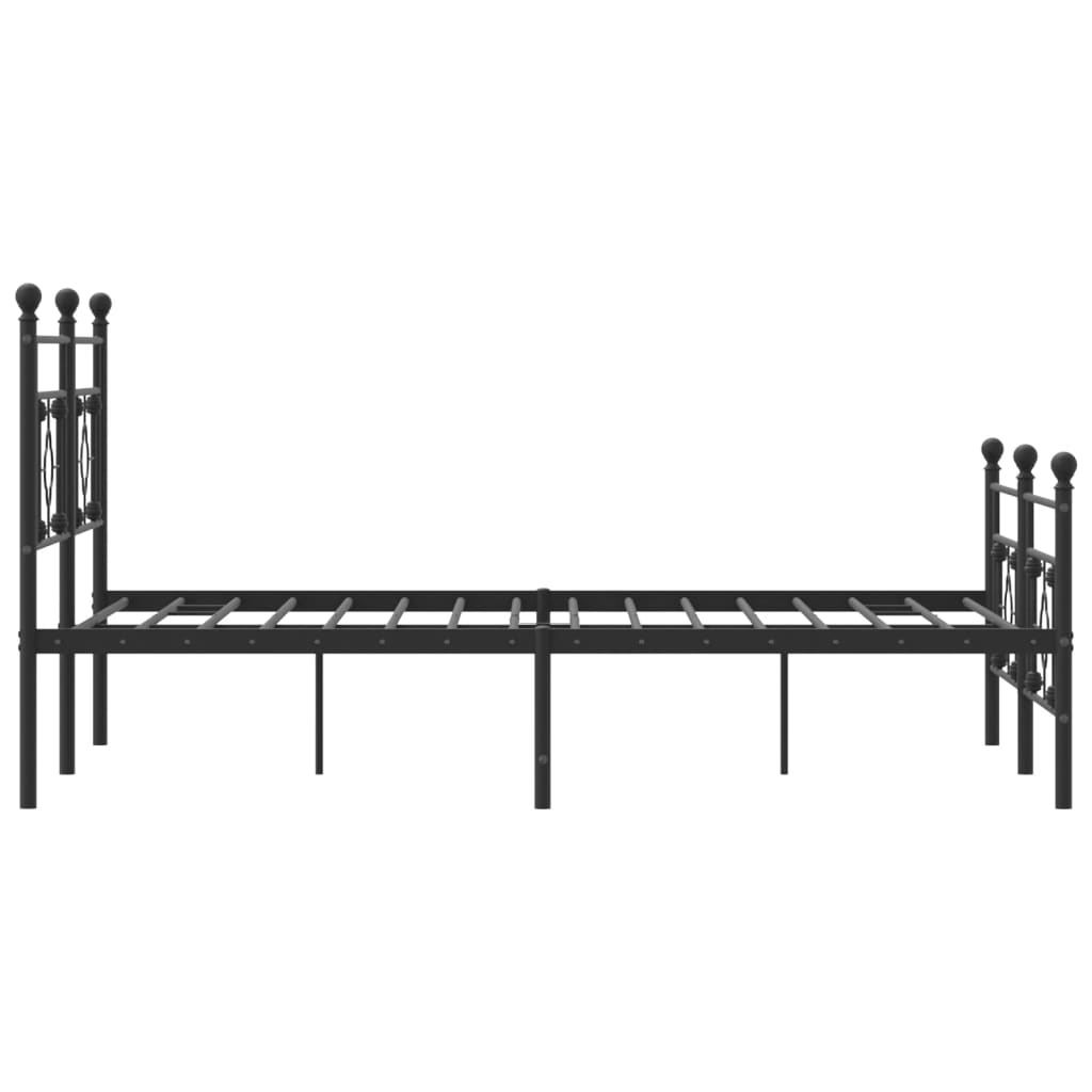 Metal Bed Frame With Headboard And Footboard Black 150X200 Cm King Size