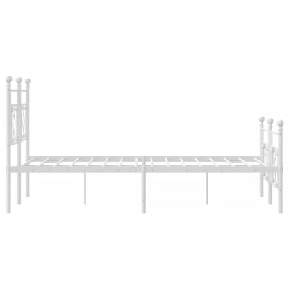 Metal Bed Frame With Headboard And Footboard White 150X200 Cm King Size