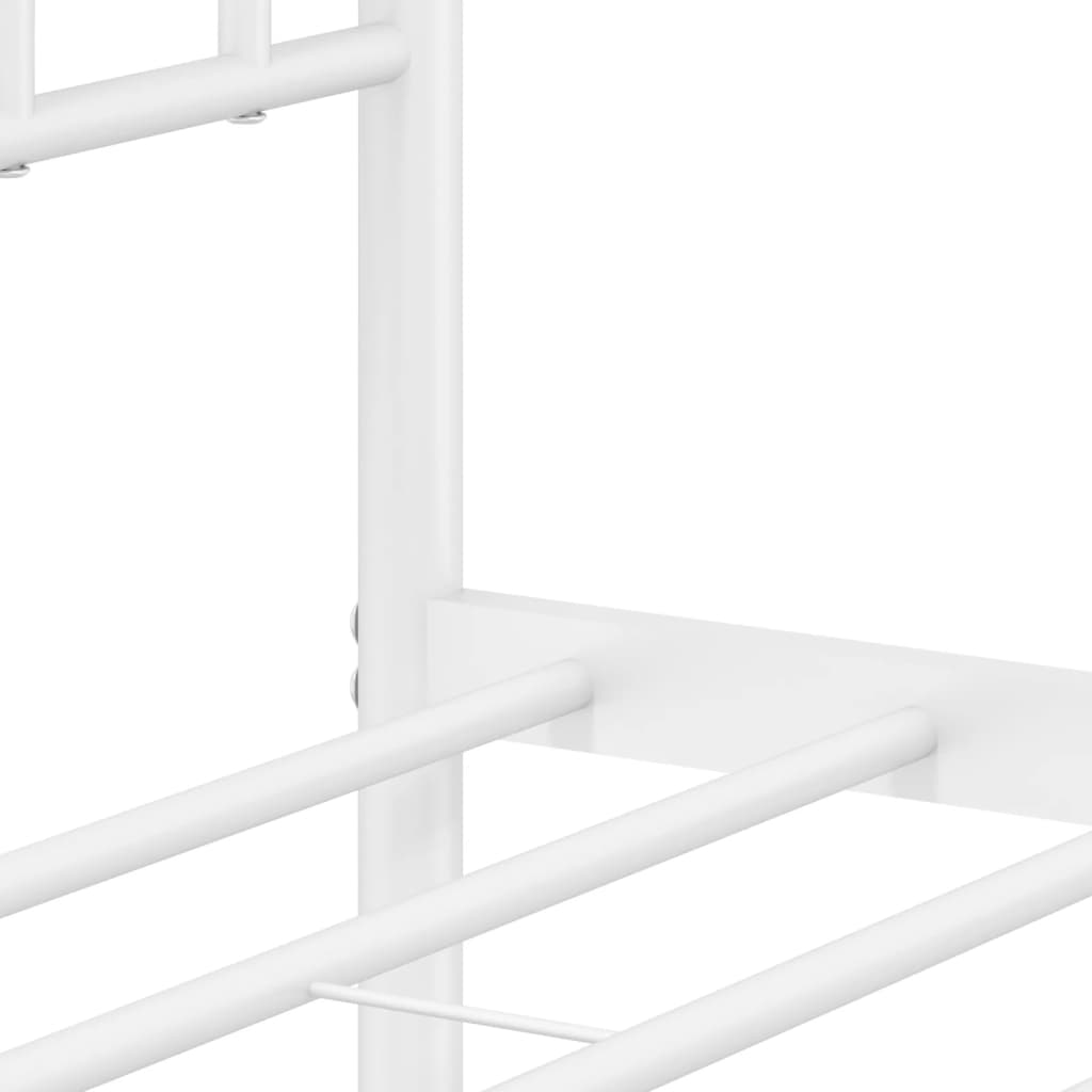 Metal Bed Frame With Headboard And Footboard White 150X200 Cm King Size