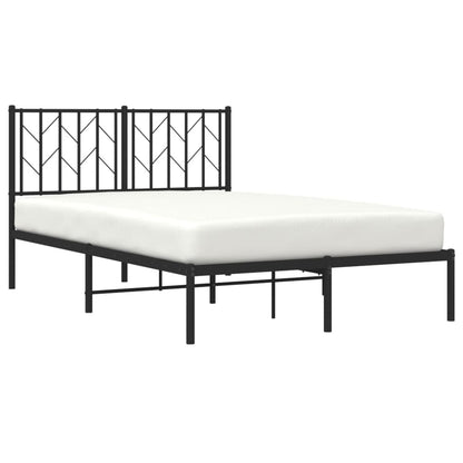 Metal Bed Frame With Headboard Black 120X190 Cm Small Double