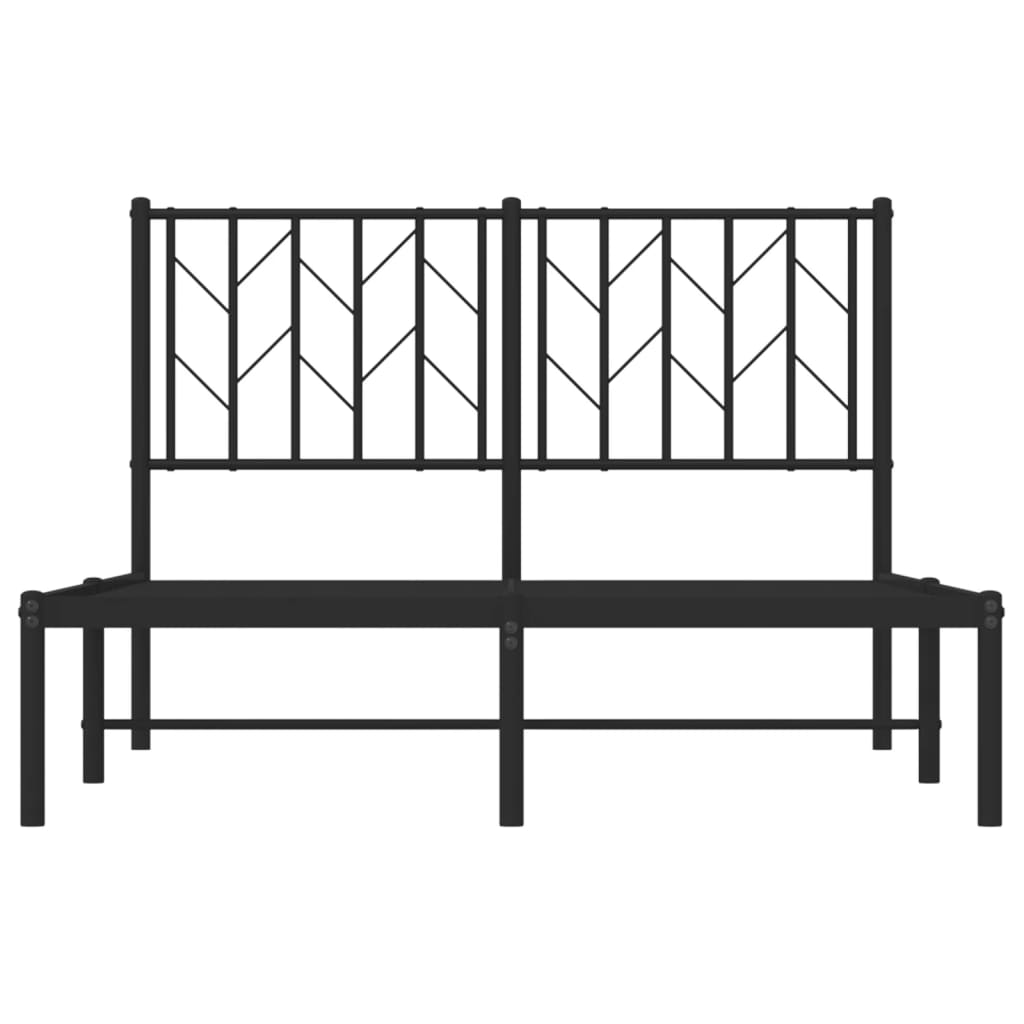 Metal Bed Frame With Headboard Black 120X190 Cm Small Double