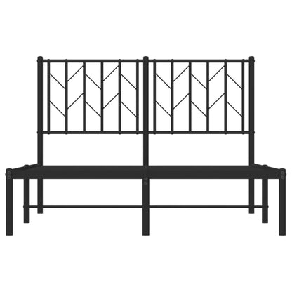 Metal Bed Frame With Headboard Black 120X190 Cm Small Double